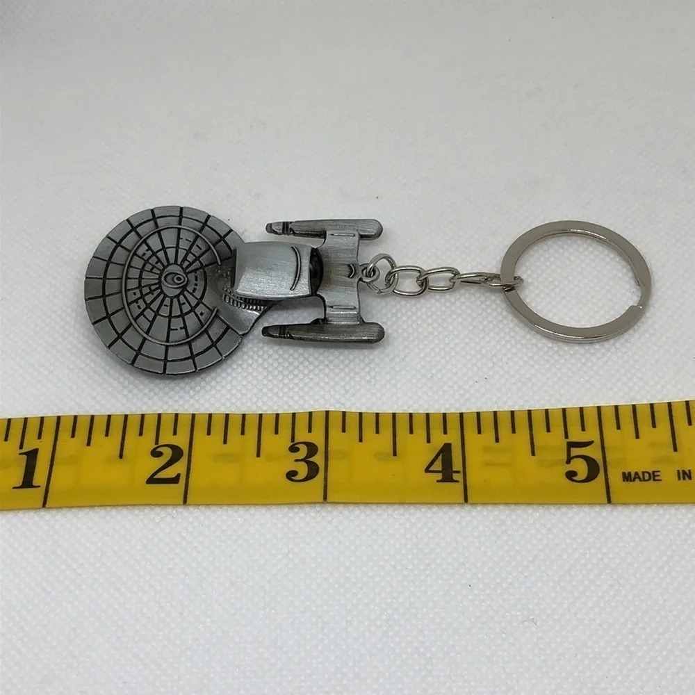 Space Ship Key Chain Silver Tone
